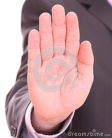 Hand signaling stop Stock Photo