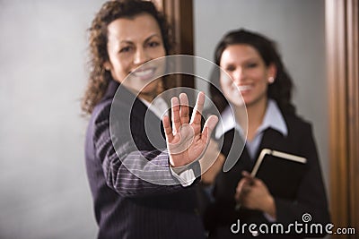 Hand signaling to stop Stock Photo