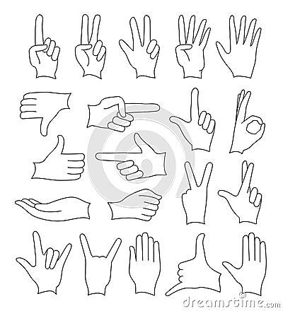 Hand signs icons set Vector Illustration