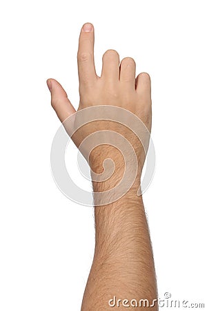 Hand signs. Pointing or touching something. Stock Photo