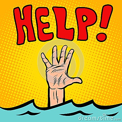 Hand sinking help Vector Illustration