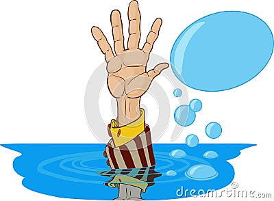 Hand of a sinking person Vector Illustration