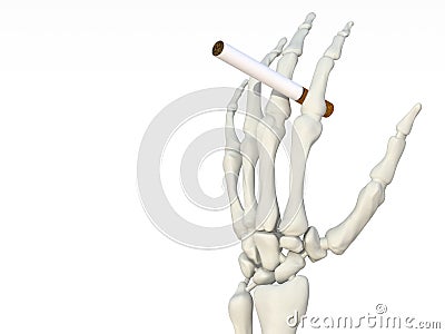 Hand Skeleton with cigarette Cartoon Illustration