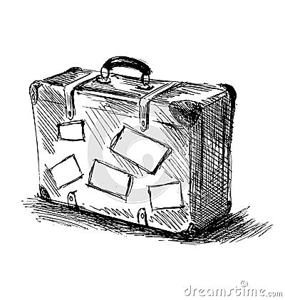 Hand sketch travel suitcase Vector Illustration