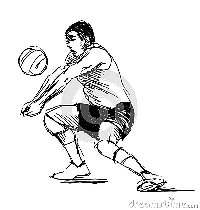 Hand sketch volleyball player Vector Illustration