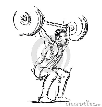 Hand sketch weightlifter Vector Illustration