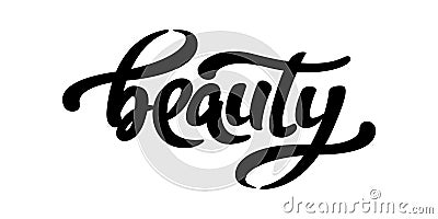 Hand sketched Beauty word. Vector lettering typography. Calligraphy phrase. Stock Photo