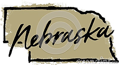 Hand Drawn Nebraska State Design Vector Illustration