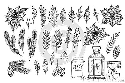 Hand sketched vector vintage elements Vector Illustration