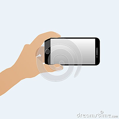 Hand with a smartphone horizontally Vector Illustration