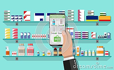 Online pharmacy or drugstore Vector Illustration