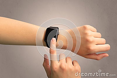 Hand with smartwatch Stock Photo