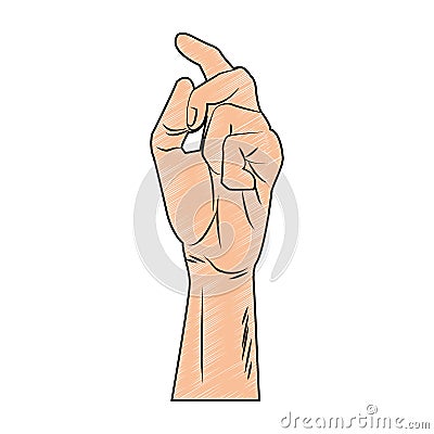 Hand snapping fingers pop art scribble Vector Illustration