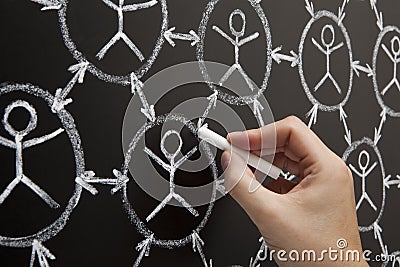 Hand Social Network Blackboard Stock Photo