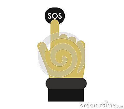 Hand sos button press illustrated Stock Photo