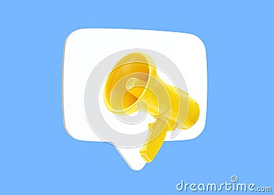 Hand speaker 3d render icon - propaganda loudspeaker, news megaphone and communication advertise with voice Cartoon Illustration