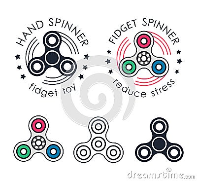 Hand Spinner emblems Vector Illustration