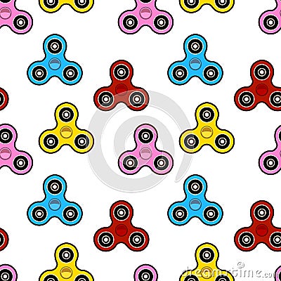 Hand Spinner Seamless pattern on white background. Fidget toy Flat design Vector Vector Illustration