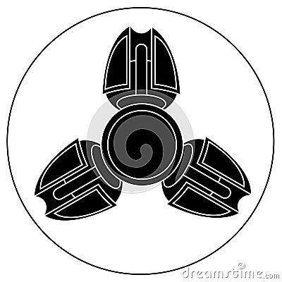 Hand spinner with three blades Vector Illustration