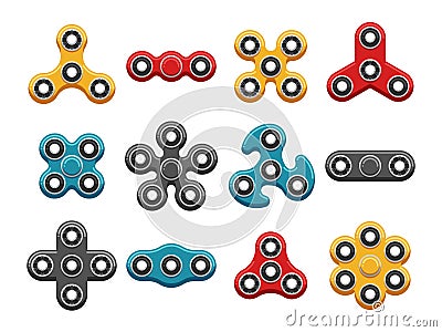 Hand spinner toys flat vector icons Vector Illustration