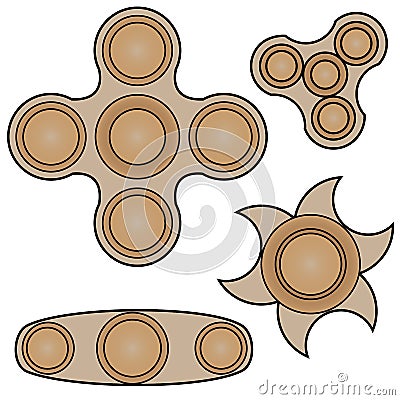 Hand spinner. Vector image of a rotating product. Logo for mobile application, website design. Set of various turntables Vector Illustration