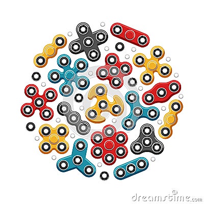 Hand spinners or fidget spinner toys vector icons Vector Illustration