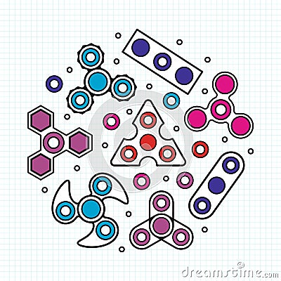 Hand Spinners illustration. Vector set Vector Illustration