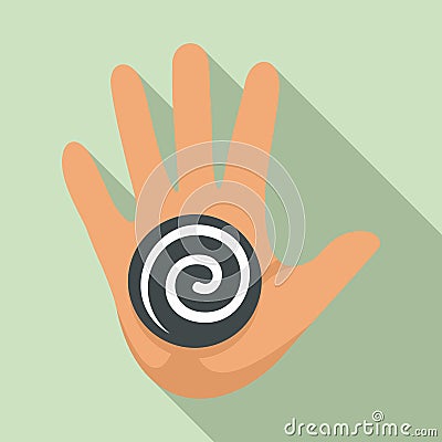 Hand spiral hypnosis icon, flat style Vector Illustration