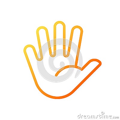 Hand with splayed fingers pixel perfect gradient linear vector icon Vector Illustration