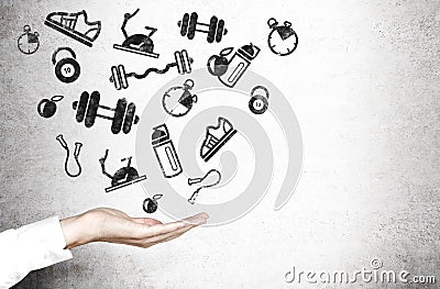 Hand and sporting goods Stock Photo