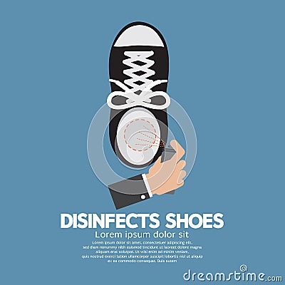 Hand Spraying Disinfects Can To The Shoes Vector Illustration