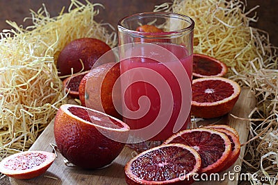 Fresh juice. Tarocco Red Orange Juice Stock Photo