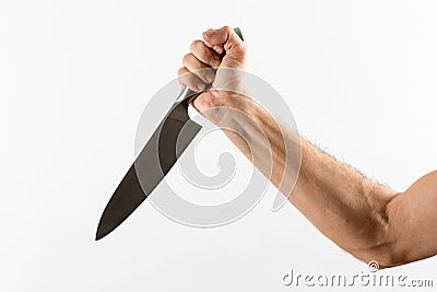 Hand Stabbing with Sharp Knife Stock Photo