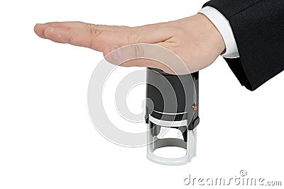 Hand with stamp Stock Photo