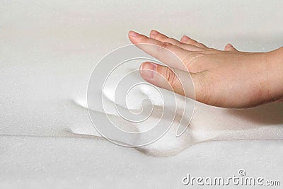 Hand stamp on memory foam Stock Photo