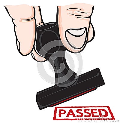Hand and stamp Passed Vector Illustration