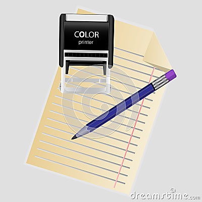 Hand stamping. Notary approving a documents Vector Illustration