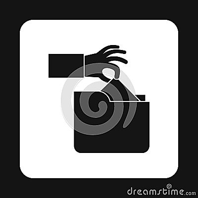 Hand stealing e-mail icon, simple style Vector Illustration
