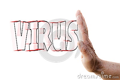 Hand is stopping VIRUS Stock Photo