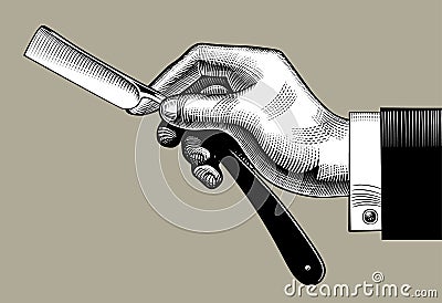Hand with a straight razor Vector Illustration