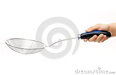 Hand with Strainer Stock Photo