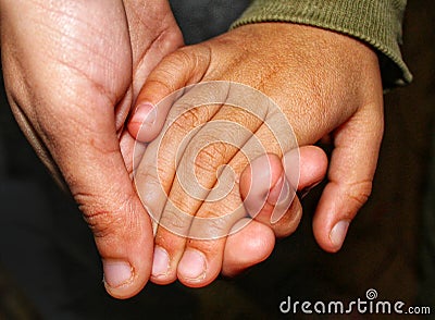 Hand in hand with support, keep in touch Stock Photo