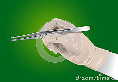 Hand of surgeon with surgical clamp Stock Photo