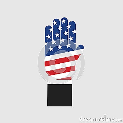 Hand Symbol in the Shape of The United States of America Flag to Show Freedom of Expression Vector Illustration