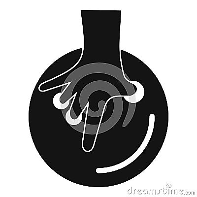 Hand take bowling ball icon, simple style Cartoon Illustration