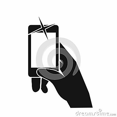 Hand taking pictures on cell phone icon Vector Illustration