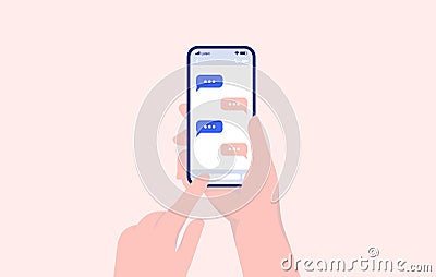 Hand texting and chatting on phone Vector Illustration