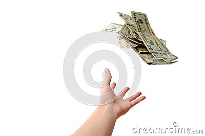 Hand throwing money Stock Photo
