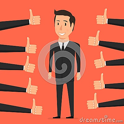 Hand with thumb up. Approval person Vector Illustration