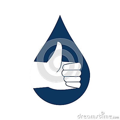 Hand with thumb up in the shape of a drop, clean hands concept, color vector illustration in flat style Vector Illustration